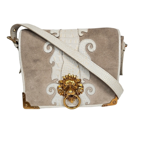 Sharif Museum Lions Gate Leather Messenger Bag & Wallet Set Beige & Ivory Purse - Picture 2 of 16